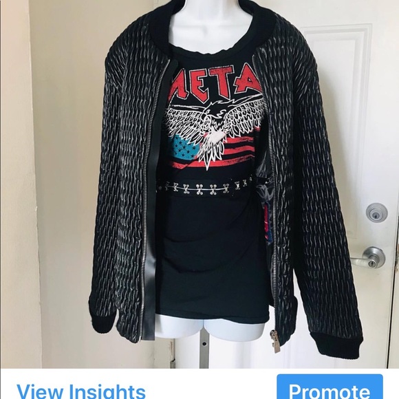 Ron Tomson Other - Ron Tomson Black Quilt  Leather Bomber Jacket